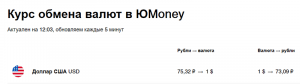 Курс обмена валют в ЮMoney