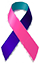Сине-бирюзово-розовая ленточка