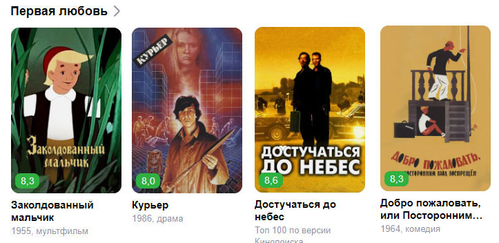 Рекомендации Яндекса: фильмы про первую любовь