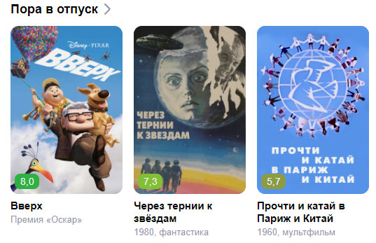 Рекомендации Яндекса: фильмы про отпуск
